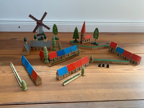 Antikes holzspielzeug dorf - holzspielzeug,