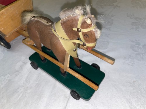 Antik holz pferd - auf, rädern