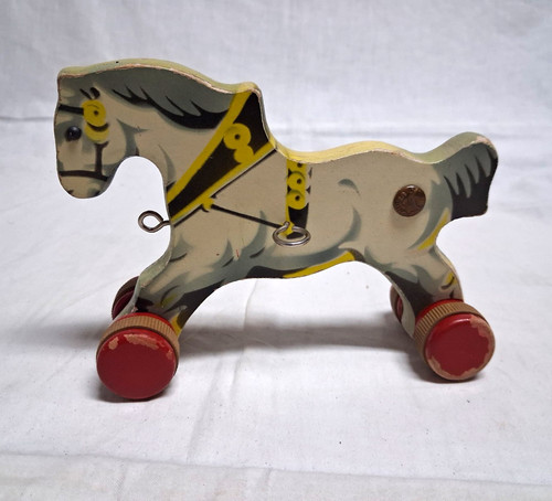 Ddr holz ziehtier pferd auf - ,